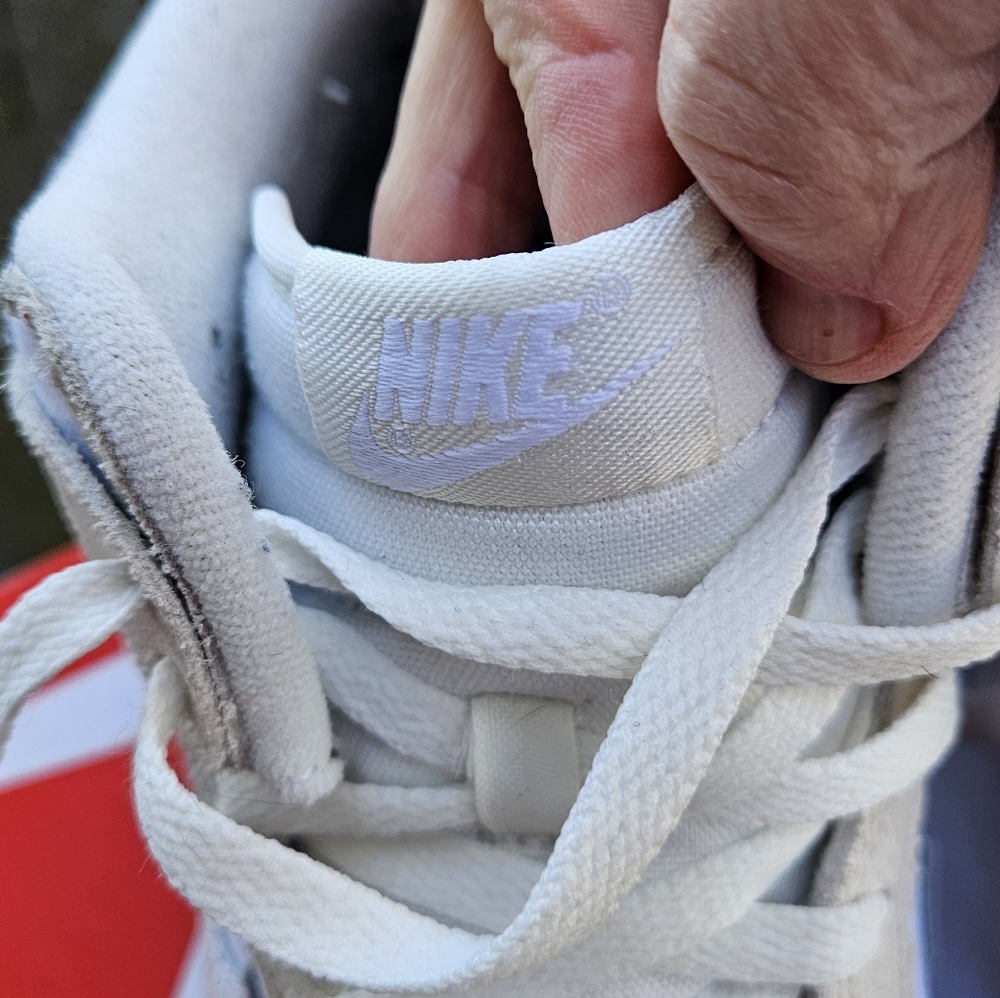 Nike Dunk Hi Retro Form Embeded White and Tan High-Top Sneakers - Picture 4 of 11